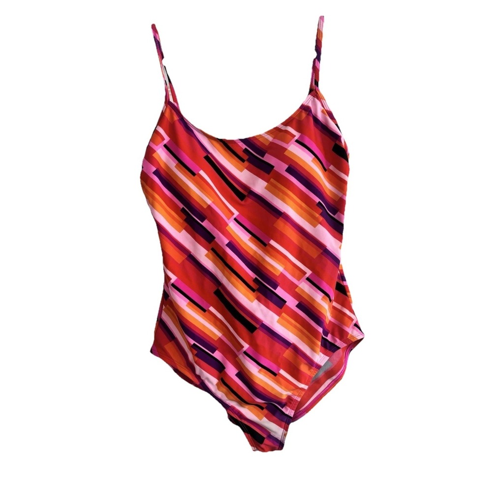 Catalina One Piece Swimsuit Women's SZ L (12/14) Multi Geometric Tank Padded